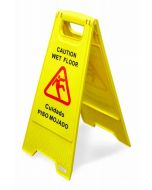 Omcan A-Shape Wet Floor Caution Sign - English/Spanish Yellow