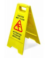 Omcan A-Shape Caution Sign - English/French Yellow