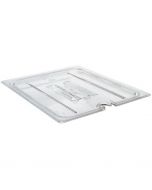 Cambro 20CWCHN135 1/2 Size Food Pan Lid with Handle and Spoon Notch - Camwear - Polycarbonate - Clear