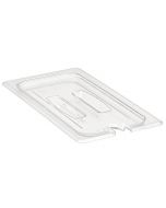 Cambro 30CWCHN135 1/3 Size Food Pan Lid with Handle and Spoon Notch - Camwear - Polycarbonate - Clear