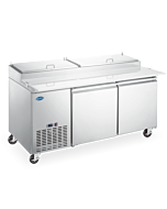 Zanduco 71" Stainless Steel 2-Doors Refrigerated Pizza Prep Table with 481L Capacity - 110V, 0.2HP - USA