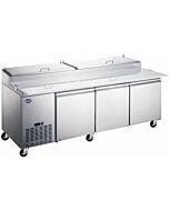 Zanduco 92" 3 Door Refrigerated Pizza Prep Table 31 cu. Ft.