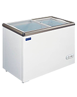 Zanduco 29" Two-Door Ice Cream Chest Freezer Display with Flat Glass Top and 150L Capacity -  110V
