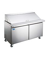 Zanduco 60" Mega Refrigerated Prep Table With 2 Doors and 16.56 cu.ft. Capacity - 115V, 1/4 HP