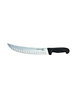 Omcan 10" Steak Knife, Granton Edge, Black, Greban