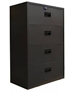 Omcan Black Legal Lateral File Cabinet with Four Drawers - 36"