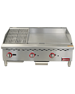 Omcan 36" Countertop Natural Gas Combination Charbroiler and Griddle Combo - 95,000 BTU