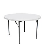 Zanduco 47" Solid Round Heavy-Duty White Plastic Folding Table
