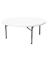 Omcan 71" Solid Round Heavy-Duty White Plastic Folding Table