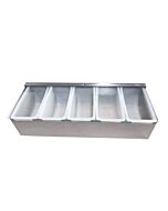 Omcan Stainless Steel 5-Compartment Condiment Holder with Clear Cover