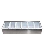 Omcan Stainless Steel 6-Compartment Condiment Holder with Clear Cover