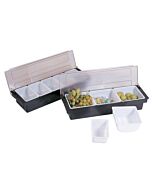 Omcan Black Plastic Condiment Holders with Clear Cover