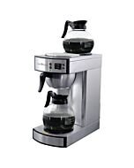 Omcan Stainless Steel Coffee Maker with 2 Glass Decanter – 2.2 L Tank Capacity