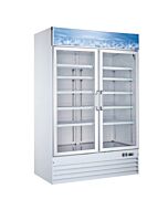 Zanduco 53" White 2-Door Swing Glass Merchandiser Freezer with 1270L Capacity - 115V, 1HP