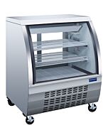 Zanduco 36" Stainless Steel 2-Shelf Floor Refrigerated Display Case with 328L Capacity - 115V