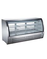 Zanduco 64" 620L Curved Glass Refrigerated Floor Display Case with Stainless Steel Exterior