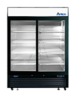 Atosa MCF8727GR 54" Bottom Mount Two Glass Door Reach In Merchandiser Refrigerator - Sliding Door - CA