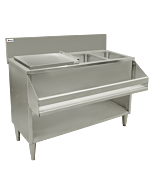 Omcan 48" Cocktail Mix Unit with 7" Backsplash, 20" x 12" x 10" Ice Bin with Sliding Cover, and Two 10" x 12" x 10" Sinks