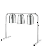 Omcan Commercial Food Heat Lamp Portable Electric Food Warmer 3-Bulb Freestanding, Silver- 750W, 110V