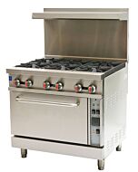 Omcan 6 Burner 36" Commercial Range with Convection Oven  Liquid Propane - 211,000 BTU