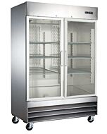 Zanduco 54" Two Swing Glass Door Stainless Steel Reach-In Refrigerator 
