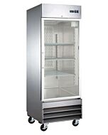 Zanduco 29" Single Glass Door Stainless Steel Reach-in Refrigerator