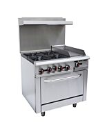 Zanduco 36" Commercial Range Oven w/ 12" Griddle and 4 Burners – Natural Gas - 171,000 BTU