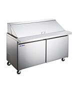 Aurora 60" Mega Refrigerated Prep Table with 2 Doors and 16.6 cu.ft. Capacity - 115V, 504W