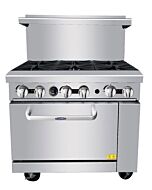 Atosa AGR-6B 36'' Gas Range with (6) Open Burners 192,000 BTU with (1) 26" 1/2 Wide Oven 27,000 BTU