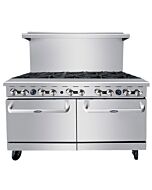 Atosa AGR-10B 60" Gas Range with (10) Open Burners 320,000 BTU and (2) 26" 1/2 wide Ovens 54,000 BTU