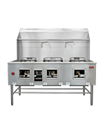 Omcan Three Chamber Wok Range with 2 x13″ & 16″ Rings with Backsplash and Faucet 315,000 BTU – Natural Gas