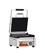 Omcan Single Panini Grill with Smooth Plates 10" x 11" Cooking Surface - 120V, 1800W
