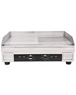 Omcan 24" Stainless Steel Griddle with Half-Smooth and Hald-Ribbed Surface - 240V, 3.6kW
