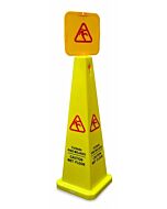 Omcan Square Caution Cone - English/Spanish Yellow