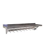 Omcan Stainless Steel Pot Rack with Shelf -12"   X 48"   with 9 Pc Hooks