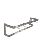 Omcan 48" Stainless Steel Wall-Mounted Double Line Pot Rack with 4 Pc Plated Pot Hooks