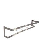 Omcan Stainless Steel Wall-Mounted Pot Rack -60"   with 5 Pc Plated Pot Hooks