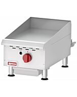 Omcan Countertop Stainless Steel Gas Griddle with 1 Burner Thermostatic Control Natural Gas with Propane Conversion Kit - 30,000 BTU