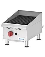 Zanduco Countertop Stainless Steel Gas Charbroiler with 1 Burner Natural Gas with Propane Conversion Kit - 40,000 BTU