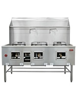 Omcan Three Chamber Wok Range with 2 x13″ & 16″ Rings with Backsplash and Faucet 315,000 BTU – Natural Gas