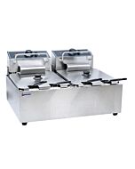 Omcan 6 Qt (7 Liters) Double Countertop Electric Fryer – 110V, 1Ph, 1350W (x2)