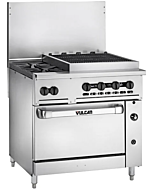 Vulcan 36S-2B24CB Endurance Series 36" 2 Burner Range with 24" Right Charbroiler, Standard Oven, and 159,000 BTU - Natural Gas/Liquid Propane