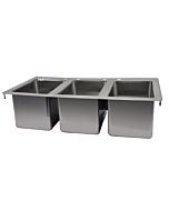 Zanduco 10" x 14" x 10" Stainless Steel 3-Tub Drop In with Flat Top