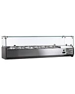 Zanduco 59" Refrigerated Topping Rail with Sneeze Guard and 6 Pan Capacity