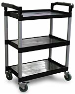 Zanduco Plastic Bussing Cart Black - 16” x 24.75” Tray Size