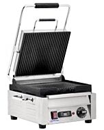 Omcan 10" Panini Grill Small Ribbed with Timer - 120V, 1800W