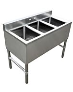 Zanduco 3 Compartment Underbar Sink with No Drain Board 10" X 14" X 10"
