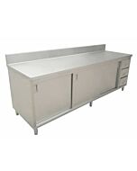 Zanduco 30" x 60" Worktable with Backsplash, Cabinet, Drawers, and Sliding Doors