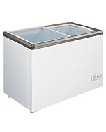 Zanduco 29" 2-Door Ice Cream Display Chest Freezer with Flat Glass Top and 150 L Capacity - 110 V
