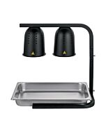 Omcan Commercial Food Heat Lamp Portable Electric Food Warmer 2-Bulb Freestanding, Black- 110V